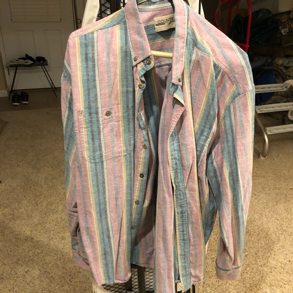 pastel striped button down